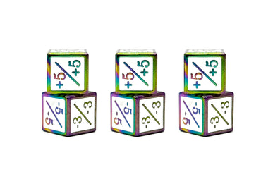 +1/+1 & -1/-1 D6 White Pack of 6 CCG Metal Dice