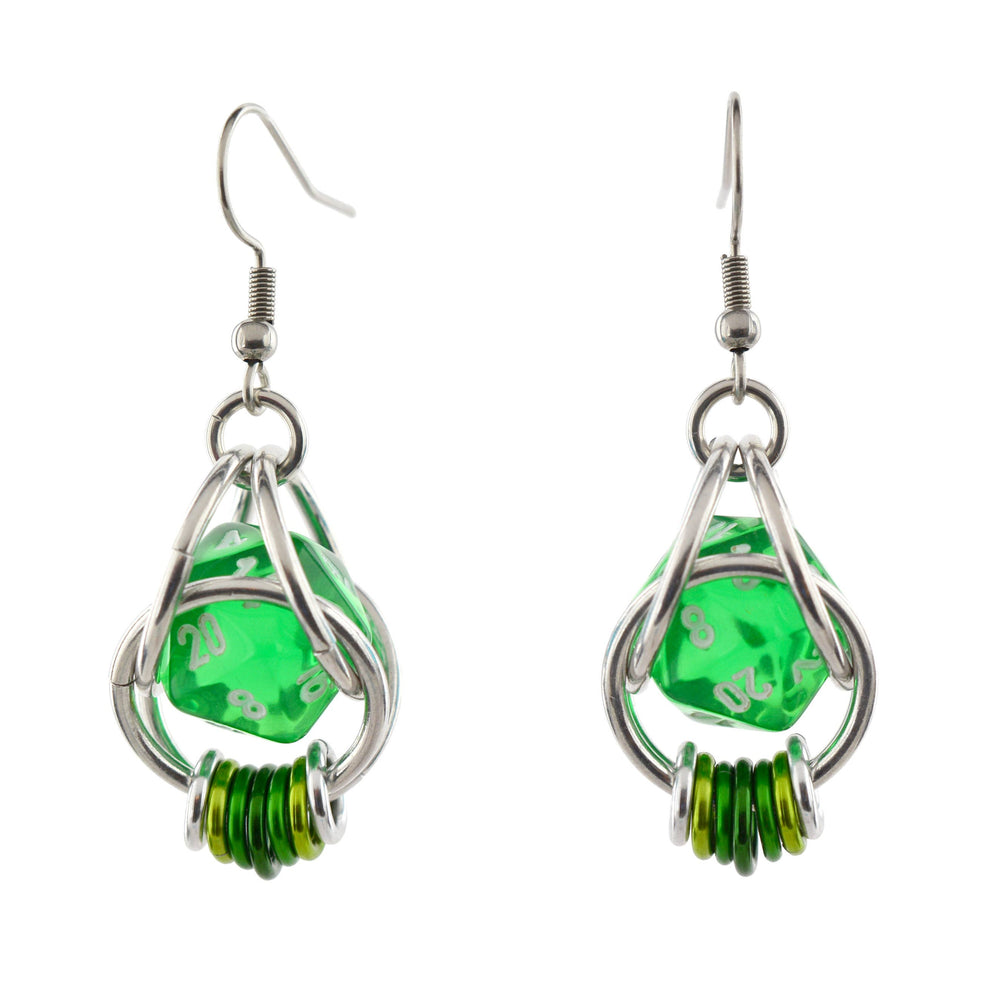 D20 Earrings - LGBTQ Rainbow or Ombre Coil: Rainbow / Turquoise