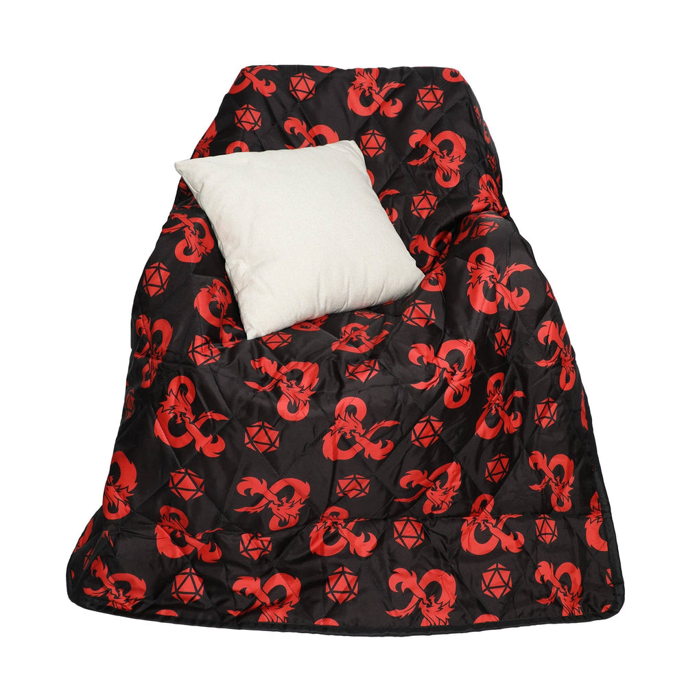 Dungeons & Dragons Ampersand Logo AOP Black Waterproof Quilted Camping Picnic Outdoor Blanket