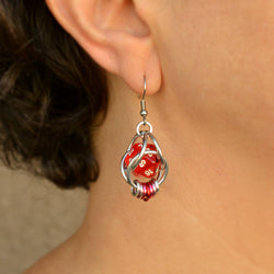D20 Earrings - LGBTQ Rainbow or Ombre Coil: Rainbow / Turquoise