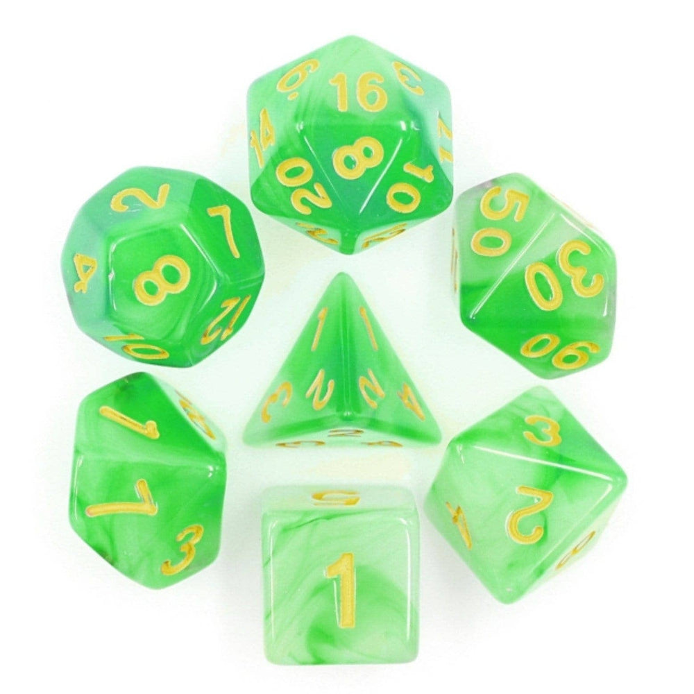 Green Silk Translucent RPG Dice Set