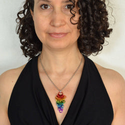 LGBTQ Pride Rainbow - Chainmaille Cluster Pendant: Small (1.75" long)