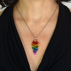 LGBTQ Pride Rainbow - Chainmaille Cluster Pendant: Small (1.75" long)