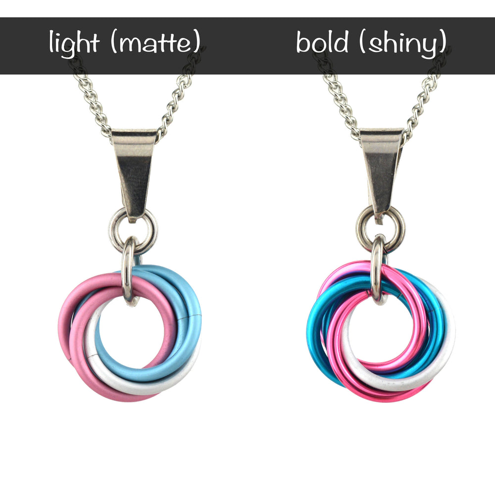 Transgender Pride Pendant - Small Swirl: Light