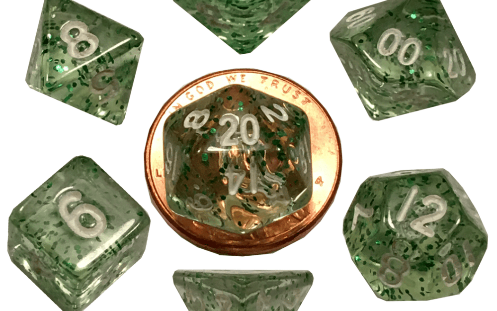10mm Mini Dice Acrylic Polyhedral Set (24 Options): Red and Blue with White Numbers