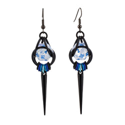D20 Black Spike Dice Earrings - UV Reactive Jewelry: Stainless steel