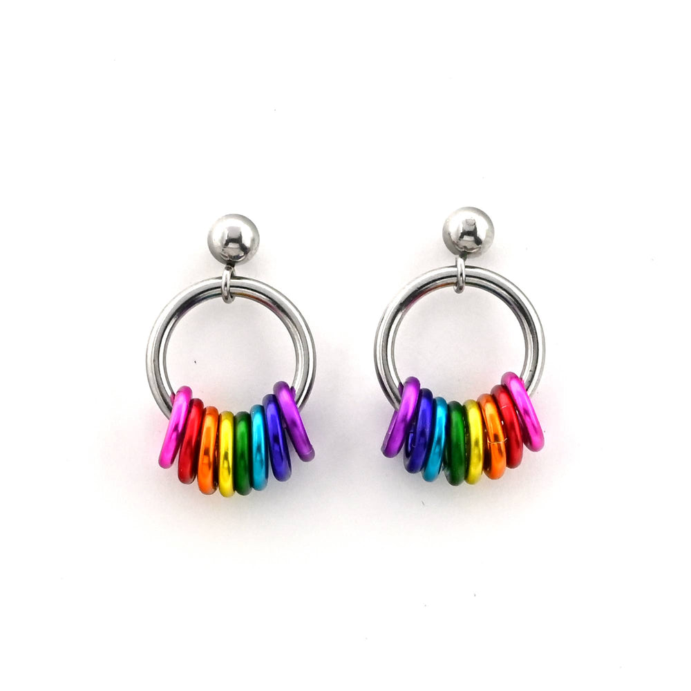 Original 8-Color Pride Rainbow - Small Hoop Post Earring