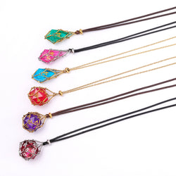 Mysticage Dice Chain Necklace with D20 - Brown Leather Chain