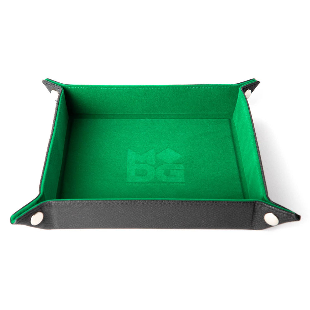 Velvet Folding Dice Tray with Leather Backing (7 Colors): Black