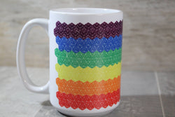 Gay Pride DND D20 Rainbow // 15 Oz. Ceramic Mug: White Handle