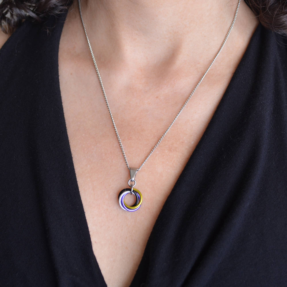 Nonbinary Pride Pendant - Small Swirl